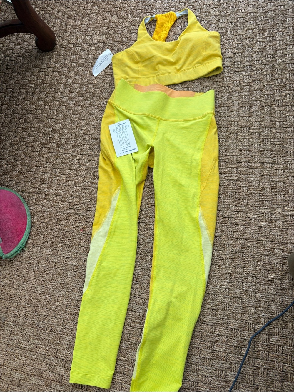 Outdoor Voices tech-wear doing things canary yellow set new small top leggings
